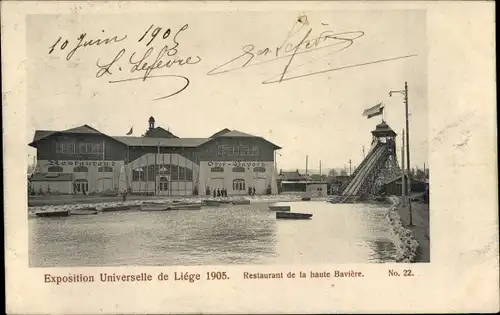 Ak Liège Lüttich Wallonien, Exposition Universelle et Internationale, Restaurant de la haute Bavière