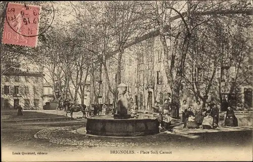 Ak Brignoles Var, Place Sadi Carnot, Brunnen