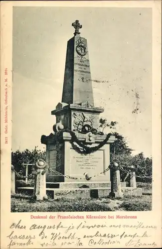 Ak Morsbronn les Bains Elsass Bas Rhin, Denkmal der Französischen Kürassiere