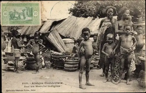 Ak Afrique Occidentale, Sur un Marche Indigene, Markt, Händler