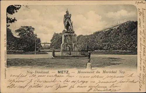Ak Metz Moselle, Monument du Marechal Ney