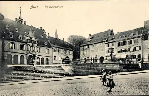 Ak Barr Elsass Bas Rhin, Rathausplatz