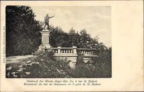 Ak Saint Hubert Lothringen Moselle, Denkmal des Rhein. Jäger-Bat. No 8