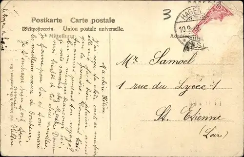 Ak Haguenau Hagenau im Elsass Bas Rhin, Gymnasium u. Wasserturm