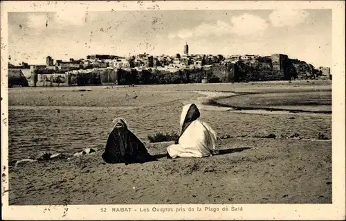 Ak Rabat Marokko, Les Oudaias pris de la Plage de Sale