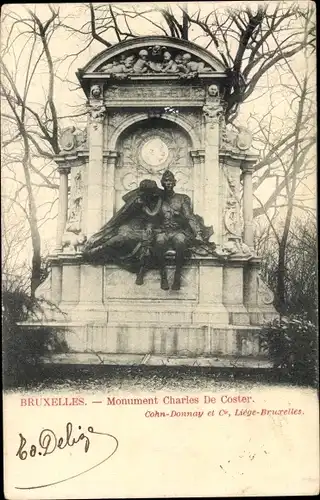 Ak Bruxelles Brüssel, Monument Charles De Coster