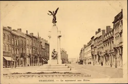 Ak Charleroi Wallonien Hennegau, Le monument aux Heros