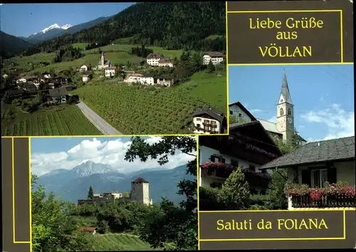 Ak Völlan Foiana Südtirol, Ansicht mit Laugensp., Mayenburg mit Ifinger Teilansicht