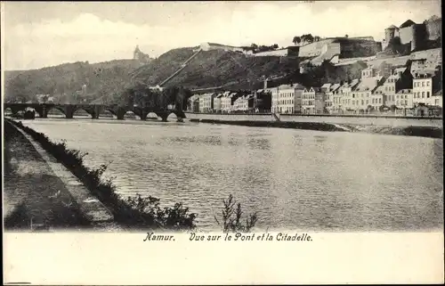 Ak Namur Wallonien, Vue sur le Pont et la Citadelle