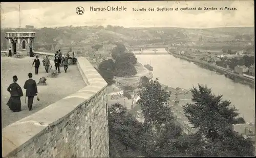 Ak Namur Wallonien, Citadelle, Tourelle des Guetteurs et Confluent de Sambre et Meuse