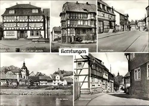 Ak Gerstungen in Thüringen, Mühlgasse Oberförsterei, Marienstraße, An der Werra, Löbersgasse