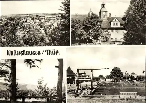 Ak Waltershausen in Thüringen, Blick vom Ziegenberg, Heimatmuseum, Schwimmbad