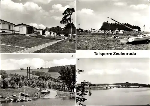 Ak Zeulenroda Thüringen, Bungalowdorf, Strandbad, Blick zum Seglerhafen, Talsperre