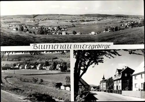 Ak Blumenau Olbernhau im Erzgebirge Sachsen, Panorama, Teilansichten