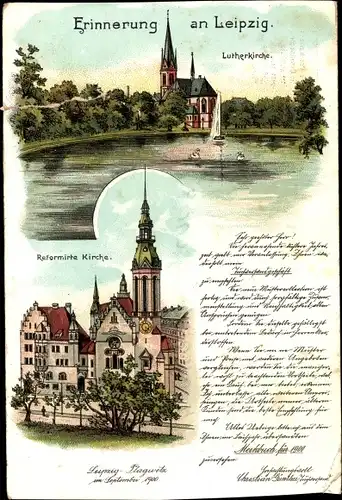 Litho Leipzig in Sachsen, Lutherkirche, Reformierte Kirche