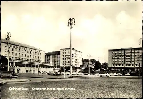 Ak Karl Marx Stadt Chemnitz in Sachsen, Chemnitzer Hof und Hotel Moskau