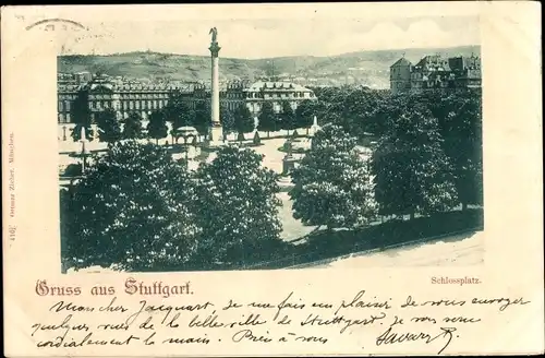 Ak Stuttgart in Württemberg, Schloßplatz, Säule