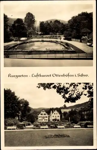 Ak Ottenhöfen im Schwarzwald, Kurgarten, Fontäne, Teich