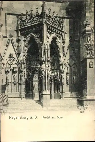 Ak Regensburg a.d. Donau, Portal am Dom