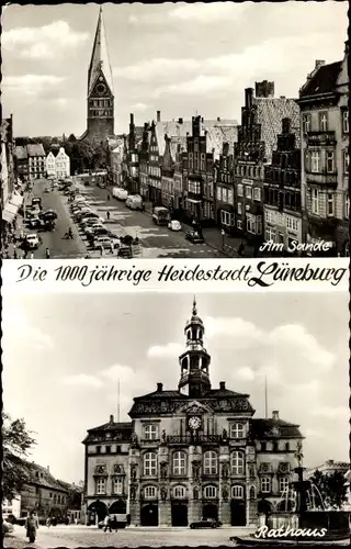 Ak Lüneburg in Niedersachsen, Heidestadt, Am Sande, Straßenszene, Rathaus