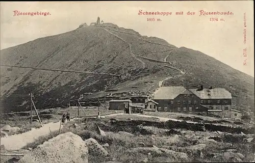 Ak Malá Úpa Kleinaupa Riesengebirge Region Königgrätz, Schneekoppe m. Riesenbaude