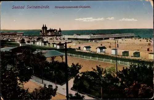 Ak Świnoujście Swinemünde Pommern, Strandpromenade, Ostseite