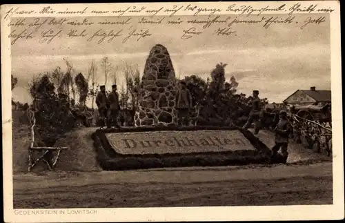 Ak Kriegerdenkmal, Durchhalten, Deutsche Soldaten, I. WK