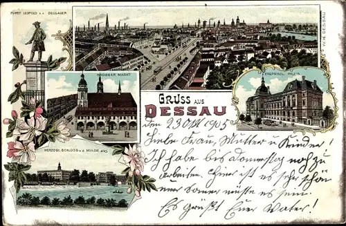 Litho Dessau Roßlau, Schloss, Palais, Denkmal, großer Markt