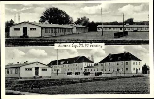 Ak Freising in Oberbayern, Blick auf die Kaserne des Erg. Btl., Baracken, Exerzierplatz