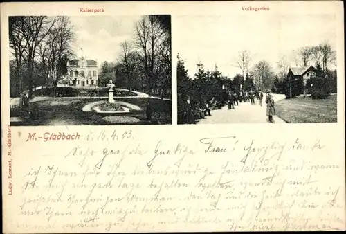 Ak Mönchengladbach am Niederrhein, Kaiserpark, Volksgarten