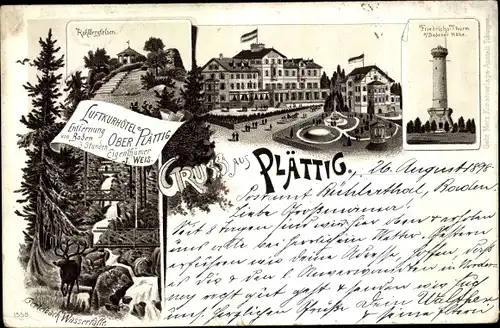 Litho Bühl im Landkreis Karlsruhe Baden Württemberg, Plättig, Friedrichs Turm, Kohlbergfelsen