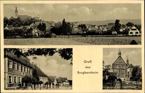 Ak Burgbernheim Mittelfranken Bayern, Marktstraße, Gasthaus, Aufgang zum Kapellenberg