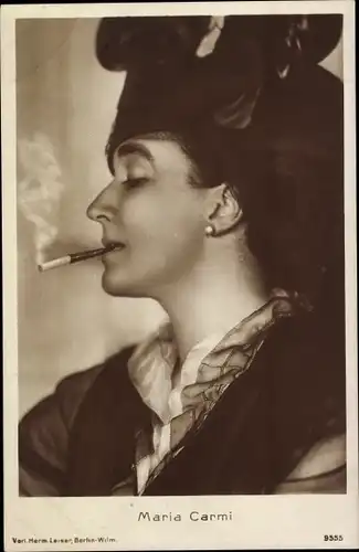 Ak Schauspielerin Maria Carmi, Profilansicht, Zigarette
