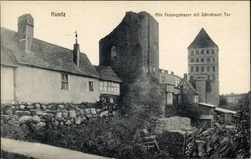 Ak Chojnice Konitz Westpreußen, Alte Festungsmauer mit Schlochauer Tor