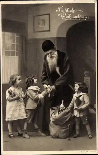 Ak Glückwunsch Weihnachten, Weihnachtsmann, Kinder, Geschenke