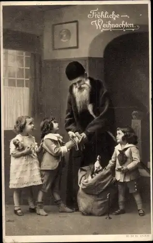 Ak Glückwunsch Weihnachten, Weihnachtsmann, Kinder, Geschenke