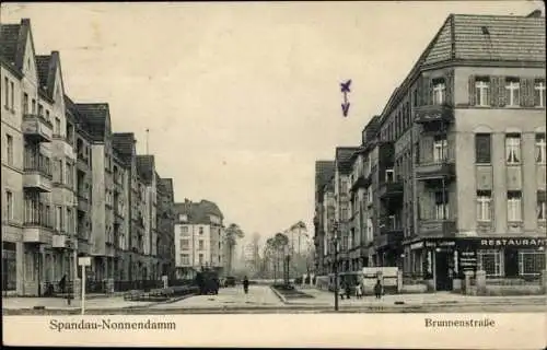 Ak Berlin Spandau Nonnendamm, Brunnenstraße, Restaurant