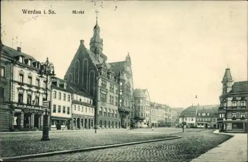 Ak Werdau an der Pleiße in Sachsen, Markt