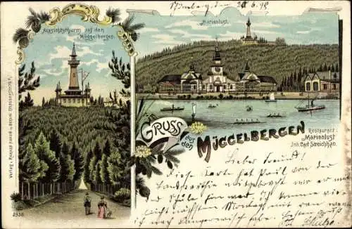 Litho Berlin Köpenick, Müggelberge, Restaurant Marienlust, Müggelturm