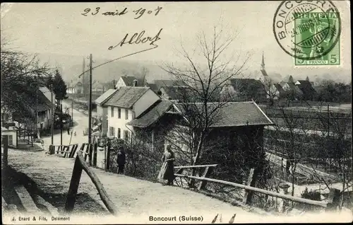 Ak Boncourt Kanton Jura, Ortsansicht, Straßenpartie