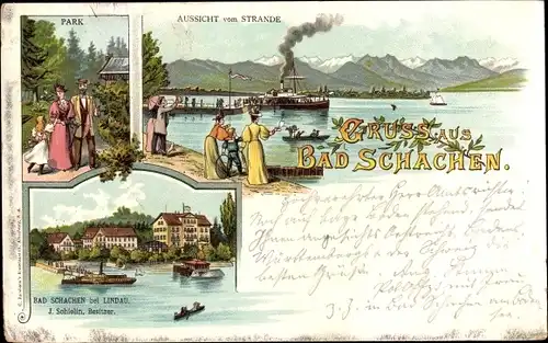 Litho Bad Schachen Lindau am Bodensee Schwaben, Hotel, Park, Strand