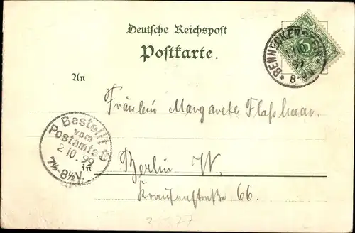 Litho Benneckenstein Harz, Bergstraße, Waldschlösschen, Postamt