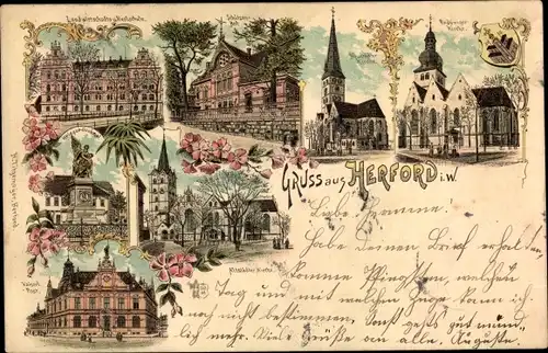 Litho Herford in Nordrhein Westfalen, Landwirtschafts- und Realschule, Schützenhof, Post