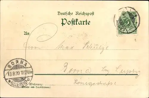 Litho Bad Lausigk in Sachsen, Hermannsbad, Kurgarten, Kurhaus, Bad