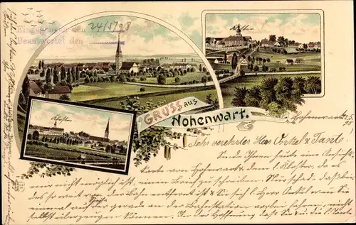 Litho Hohenwart in Oberbayern, Blick auf den Ort, Kloster