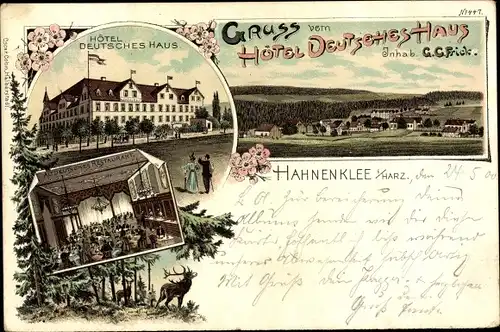 Litho Hahnenklee Bockswiese Goslar im Harz, Hotel Deutsches Haus, Restaurant