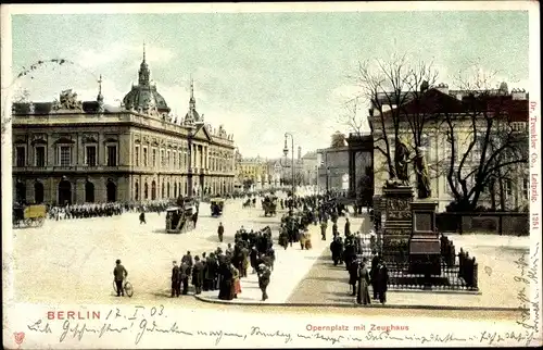 Ak Berlin Mitte, Opernplatz mit Zeughaus, Denkmal