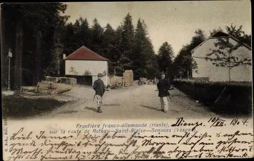 Ak Saint Blaise la Roche Elsass Bas Rhin, Frontiere franco-allenmande sur la route de Rothau