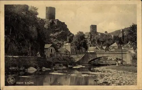 Ak Esch sur Sure Esch an der Sauer Luxemburg, Brücke, Burg