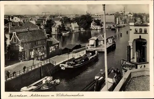 Ak Zaandam Zaanstad Nordholland, Achterzaan met Wilhelminasluis